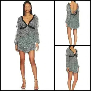 Free People Pennie Floral Lace Neckline Cottagecore Mini Dress Size S